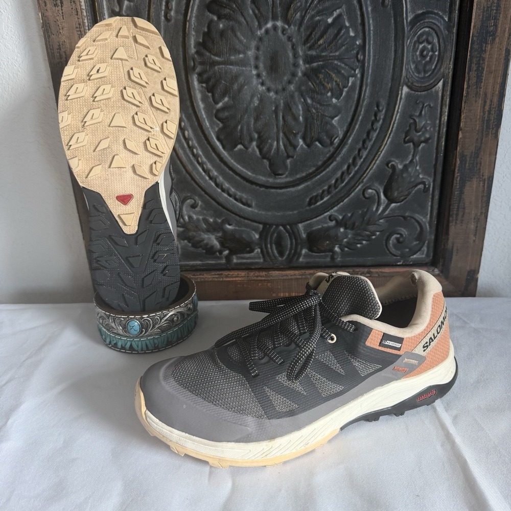Salomon Outrise Clima‎ Women's 8.5 Black Coral Outdoor Hiking Shoes Waterproof
